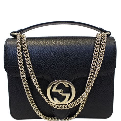 gucci interlocking gg black leather crossbody bag|gucci suede crossbody bag.